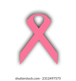 Pink ribbon icon, breast cancer awareness symbol. Vector illustration
