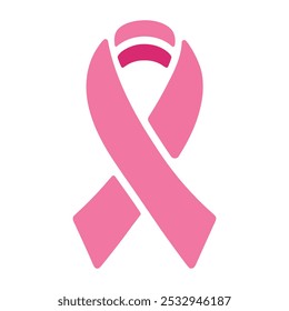 Icono de cinta rosa. Cinta de concienciación sobre el cáncer de mama. Símbolo de conciencia del cáncer de las mujeres. Estilo plano y contorno, Vector