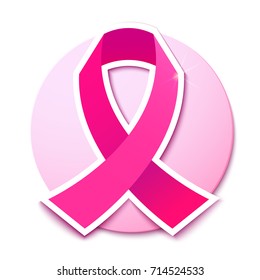 Pink ribbon icon, Breast cancer awareness month concept design, vector illustration