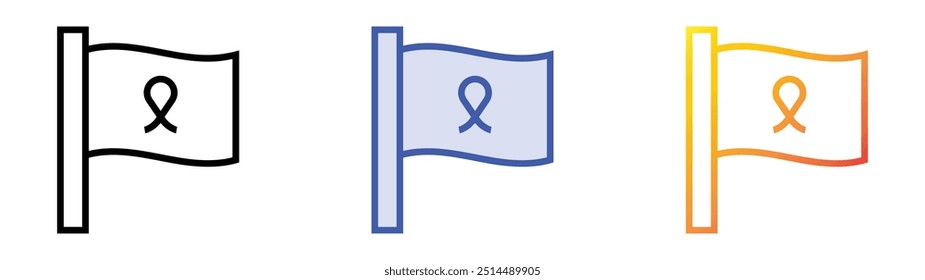 pink ribbon icon. Linear, Blue Fill and Gradient Style Design Isolated On White Background