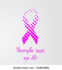 Pink ribbon isolated.  Halftone style. Breast cancer awareness.