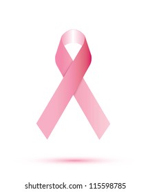 Pink ribbon isolated on white (Breast Cancer Sign)