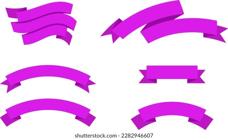 Pink ribbon isolated on white background, Realistic Pink bow shiny satin, Pink ribbons set.Vector ribbon banners, Purple blank price tags, labels or badges. Ribbon banners for advertising, Vector eps.