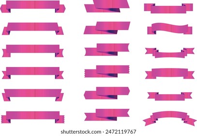 Pink ribbon isolated on white background, Realistic Pink bow shiny satin, Pink ribbons set.Vector ribbon banners, pink blank price tags, labels or badges. Ribbon banners for advertising, Vector eps.