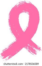 Pink ribbon line art brush style. Breast Cancer Awareness Month Campaign. Icon design for poster, banner, t-shirt.