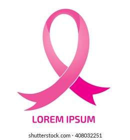 pink ribbon logo in case of breast cancer awareness symbol. Vector illustration.