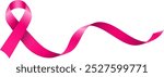 pink ribbon with long tale in transparent background for health or cancer awareness, banner, posters, events