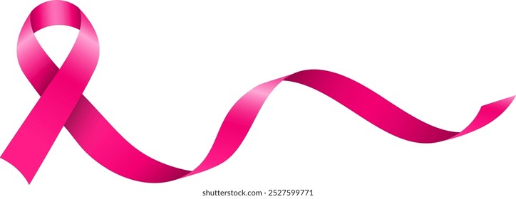 pink ribbon with long tale in transparent background for health or cancer awareness, banner, posters, events