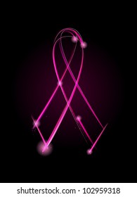 pink ribbon made of light streaks