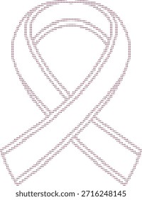 Cinta rosa hecha de puntos Pequeños sobre fondo blanco para campañas de sensibilización y eventos benéficos
