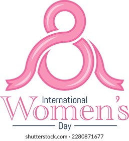 Pink ribbon making 8 number international women's day pink design