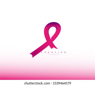 Pink Ribbon Modern Trendy Vector Illustration