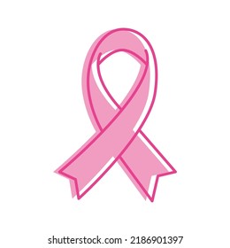 pink ribbon movement symbol mark with line.