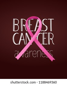 Pink ribbon on dark background. Breast cancer awareness day