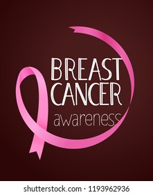Pink ribbon on dark background. Breast cancer awareness day