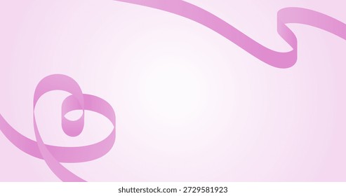 Fita rosa no fundo rosa gradiente com espaço de cópia em Romance Conceito