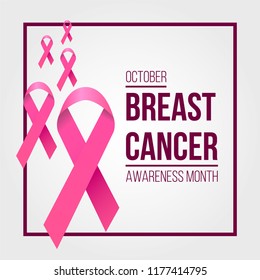Pink ribbon on white background. Breast cancer awareness symbol