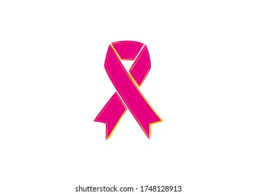 pink ribbon on a white background in vector illustration