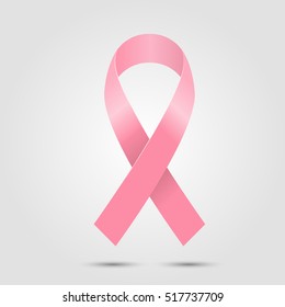 Pink ribbon on white background.Vector Illustration