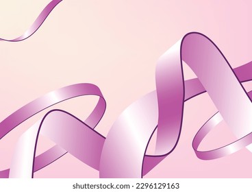 Pink ribbon for party background on pink background with place for text
