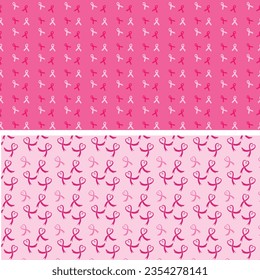 Pink ribbon pattern background supporting breast cancer awareness in october. Seamless pattern for breast cancer awareness