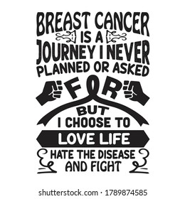 Pink Ribbon Quote and Saying. Breast Cancer is a journey I never planned or asked