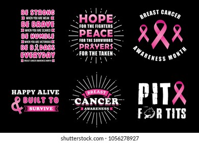 Pink Ribbon Quote and Saying. Drawing for prints on t-shirts and bags, stationary or poster.