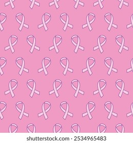 Pink ribbon random pattern seamless background