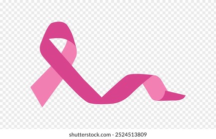 Pink ribbon. Realistic pink ribbon, breast cancer awareness symbol, vector illustration