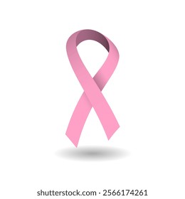 A pink ribbon representing breast cancer awareness stands out against a plain background. This vector graphic serves as a powerful symbol for raising awareness and supporting research.