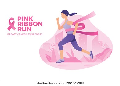 pink ribbon run breast cancer awareness month