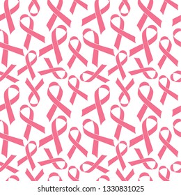 Pink Ribbon seamless Pattern cancer medical background vector illustration