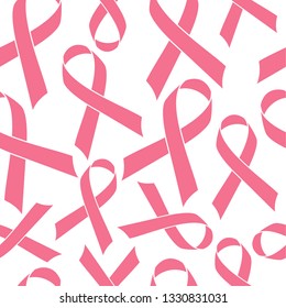 Pink Ribbon seamless Pattern cancer medical background vector illustration