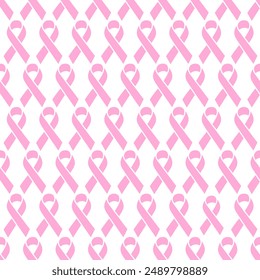 Pink Ribbon seamless Pattern cancer medical background vector illustration