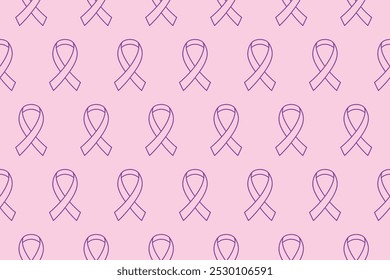 Pink ribbon seamless pattern line art