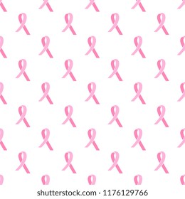Pink ribbon seamless pattern . National Breast Cancer Awareness Month.