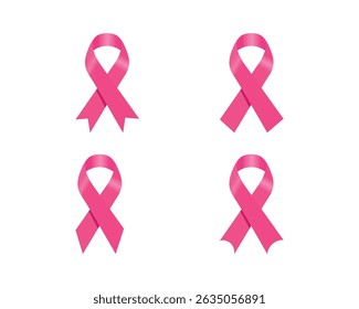 Pink ribbon set. Breast cancer awareness symbol. Breast Cancer awareness month (BCAM) is observed every year in October.