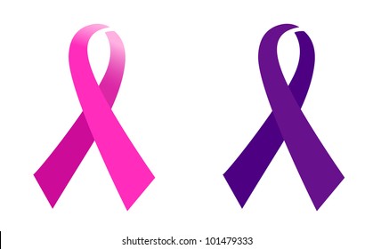 Pink ribbon set isolated on white