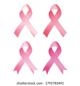 Pink Ribbon set. on a white background. Vector EPS 10.