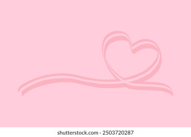 Pink ribbon in the shape of a heart