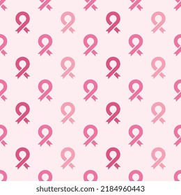 Pink ribbon silhouettes in seamless pattern for greeting cards, poster invitations, brochures. Breast cancer awareness month concept background stock illustration