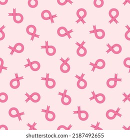 Pink ribbon silhouettes in seamless pattern for greeting cards, poster invitations, brochures. Breast cancer awareness month concept background stock illustration
