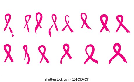 pink ribbon symbol for breast awareness month with handdrawn doodle style vector