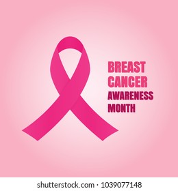 Pink ribbon is the symbol of breast cancer awareness. Vector illustration.