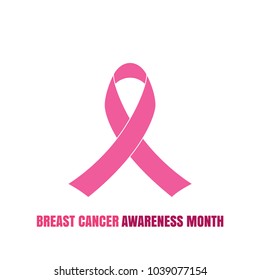 Pink ribbon is the symbol of breast cancer awareness. Vector illustration.