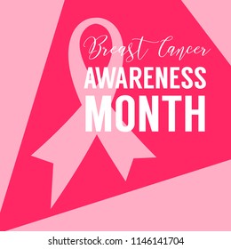 Pink ribbon symbol of breast cancer october awareness month campaign. Vector background