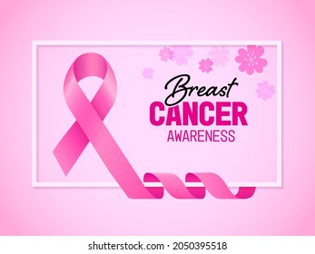 Pink ribbon symbol. Breast cancer awareness month campaign. Vector illustration.
