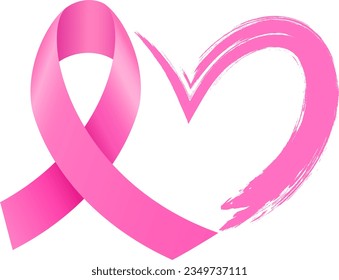 Pink ribbon symbol. Breast cancer awareness month campaign. Illustration for poster, banner and t-shirt. 