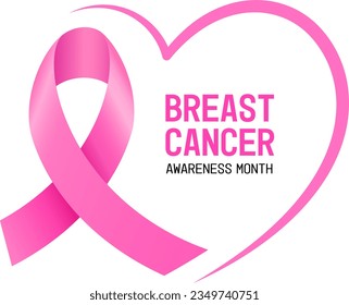 Pink ribbon symbol. Breast cancer awareness month campaign. Vector illustration.