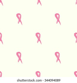 Pink ribbon, symbol of breast cancer in a watercolor style. Vector. Pattern